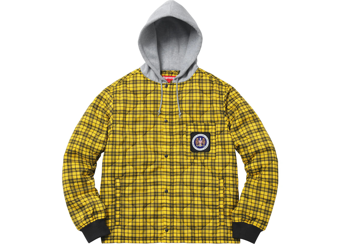 Supreme Quilted Liner Hooded Jacket Yellow Plaid