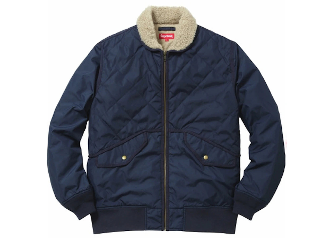 Supreme Quilted Nylon Tanker Jacket Navy