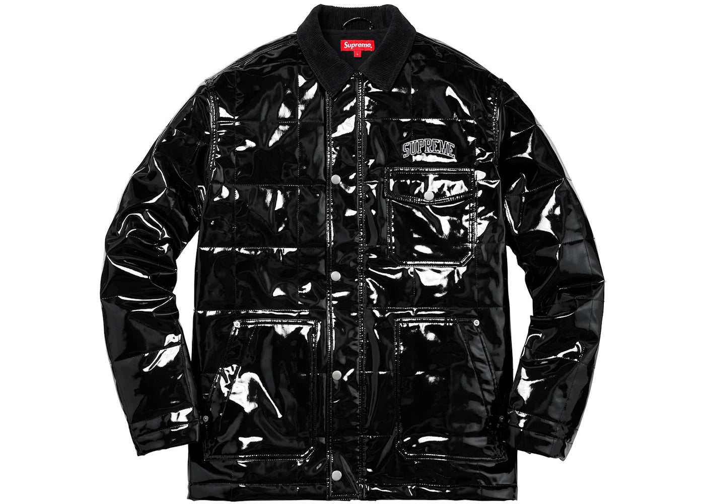 Supreme Quilted Patent Vinyl Work Jacket Black