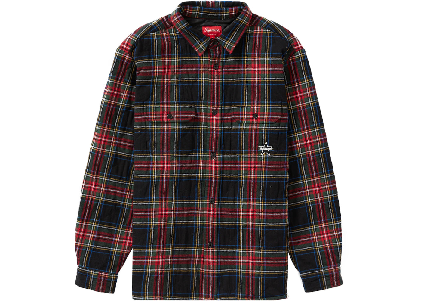 Supreme Quilted Plaid Flannel Shirt Black