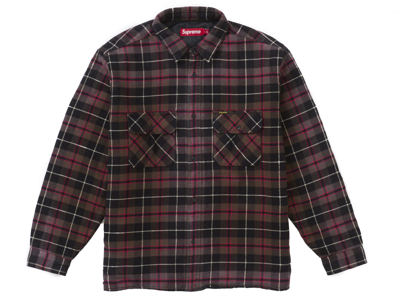 Supreme Quilted Plaid Shirt Grey