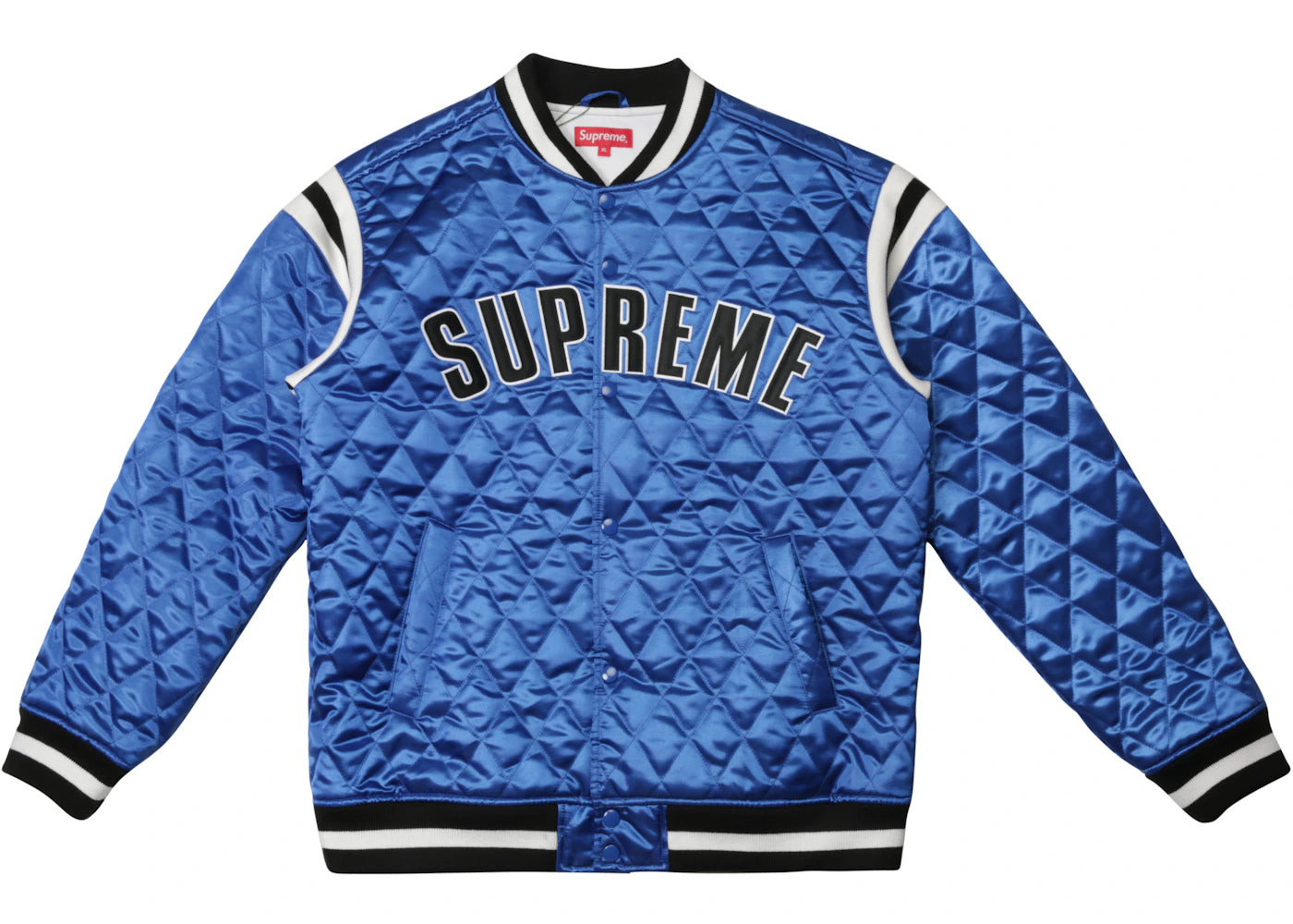 Supreme Quilted Satin Varsity Jacket Royal