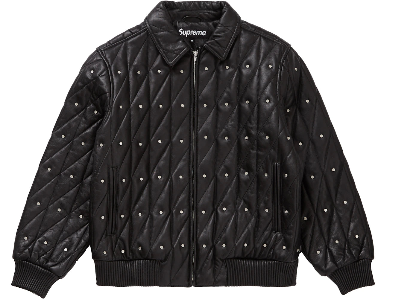 Supreme Quilted Studded Leather Jacket Black