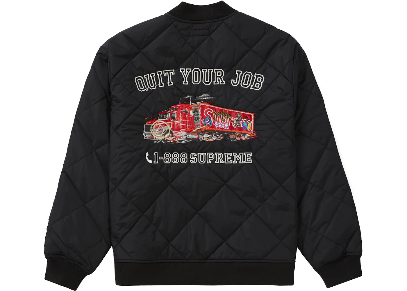Supreme Quit Your Job Quilted Work Jacket Black