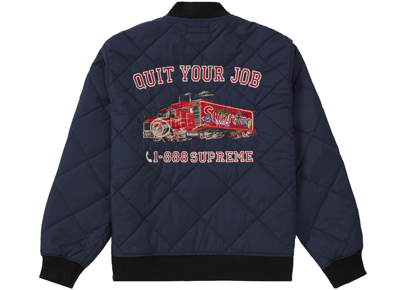 Supreme Quit Your Job Quilted Work Jacket Blue