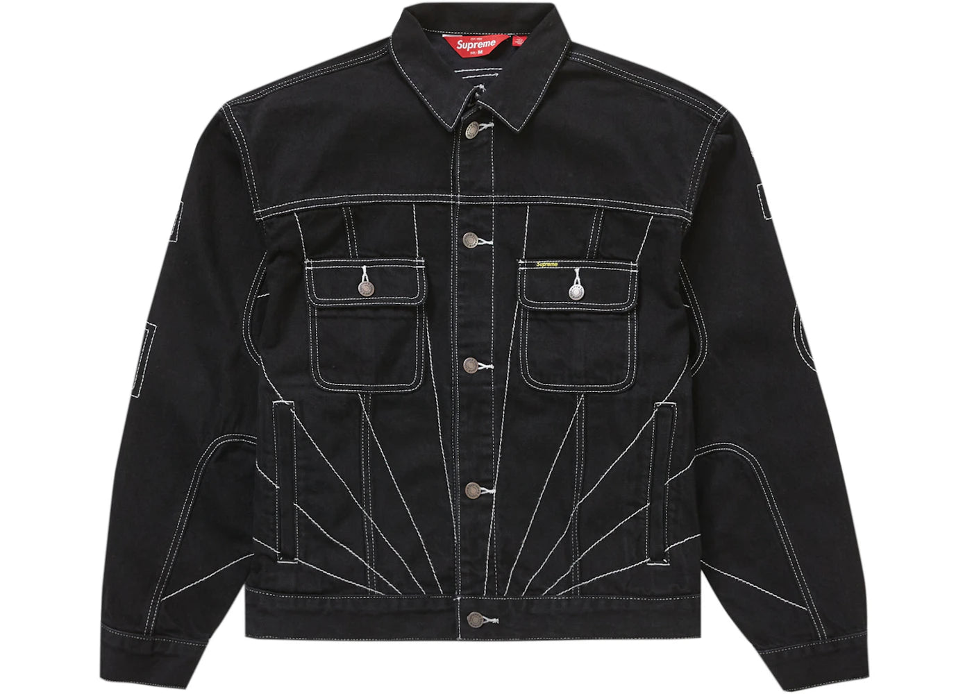Supreme Radial Embroidered Denim Trucker Jacket Black