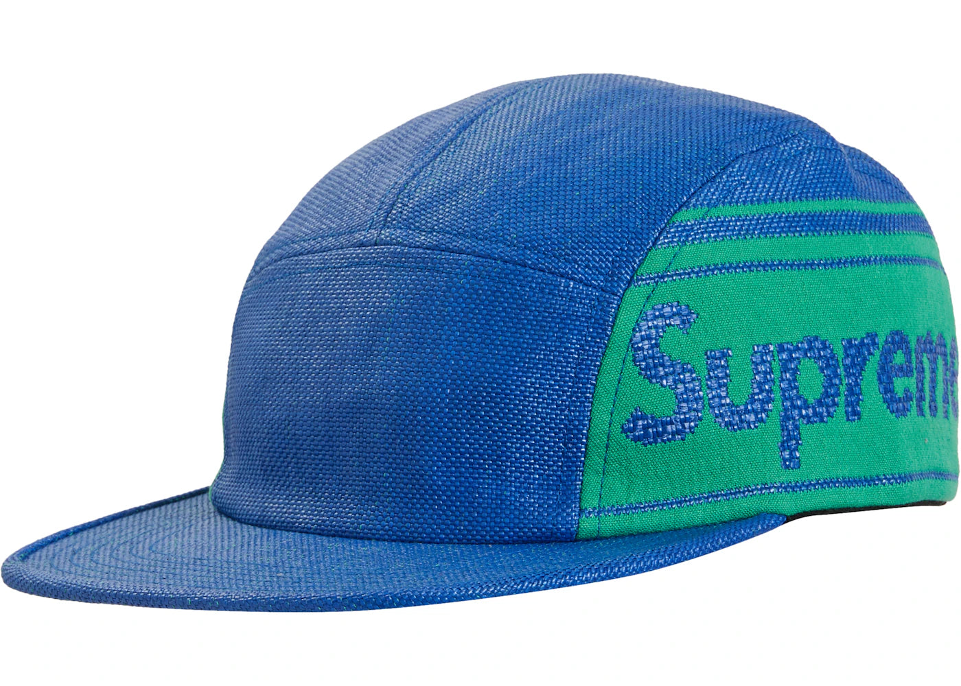 Supreme Raffia Woven Logo Camp Cap Blue