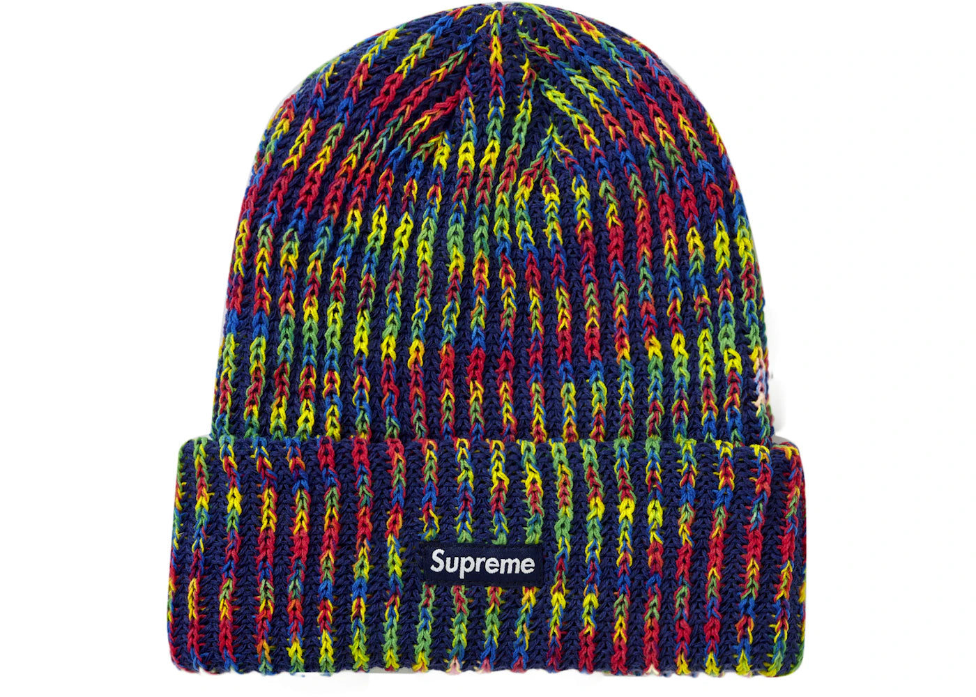 Supreme Rainbow Knit Loose Gauge Beanie (FW21) Navy