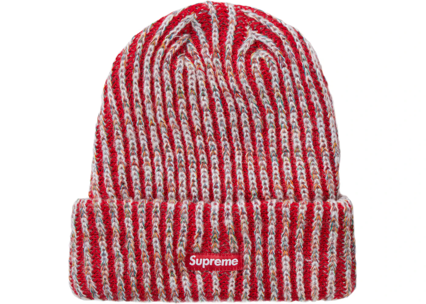 Supreme Rainbow Knit Loose Gauge Beanie Red