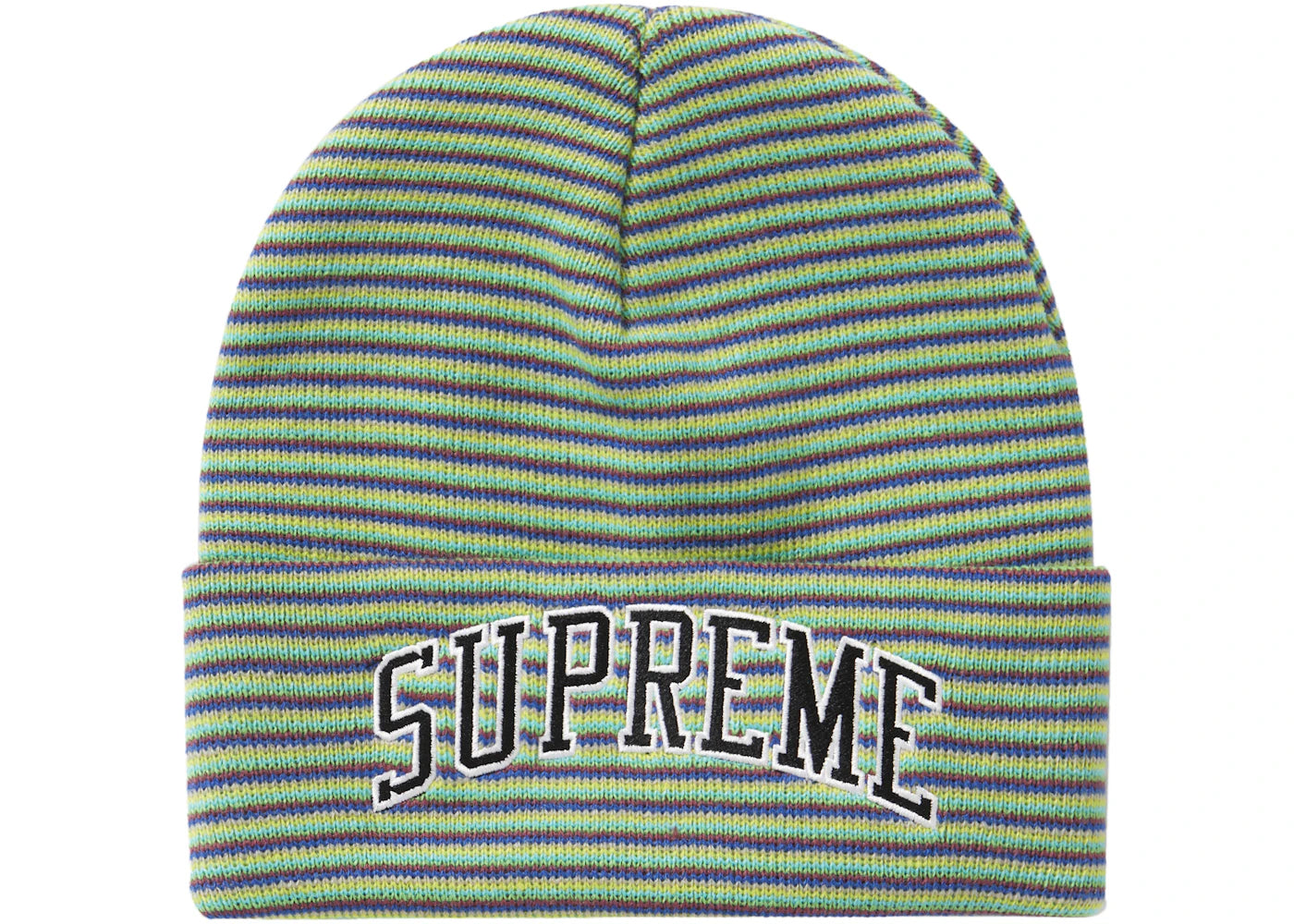 Supreme Rainbow Stripe Beanie Green