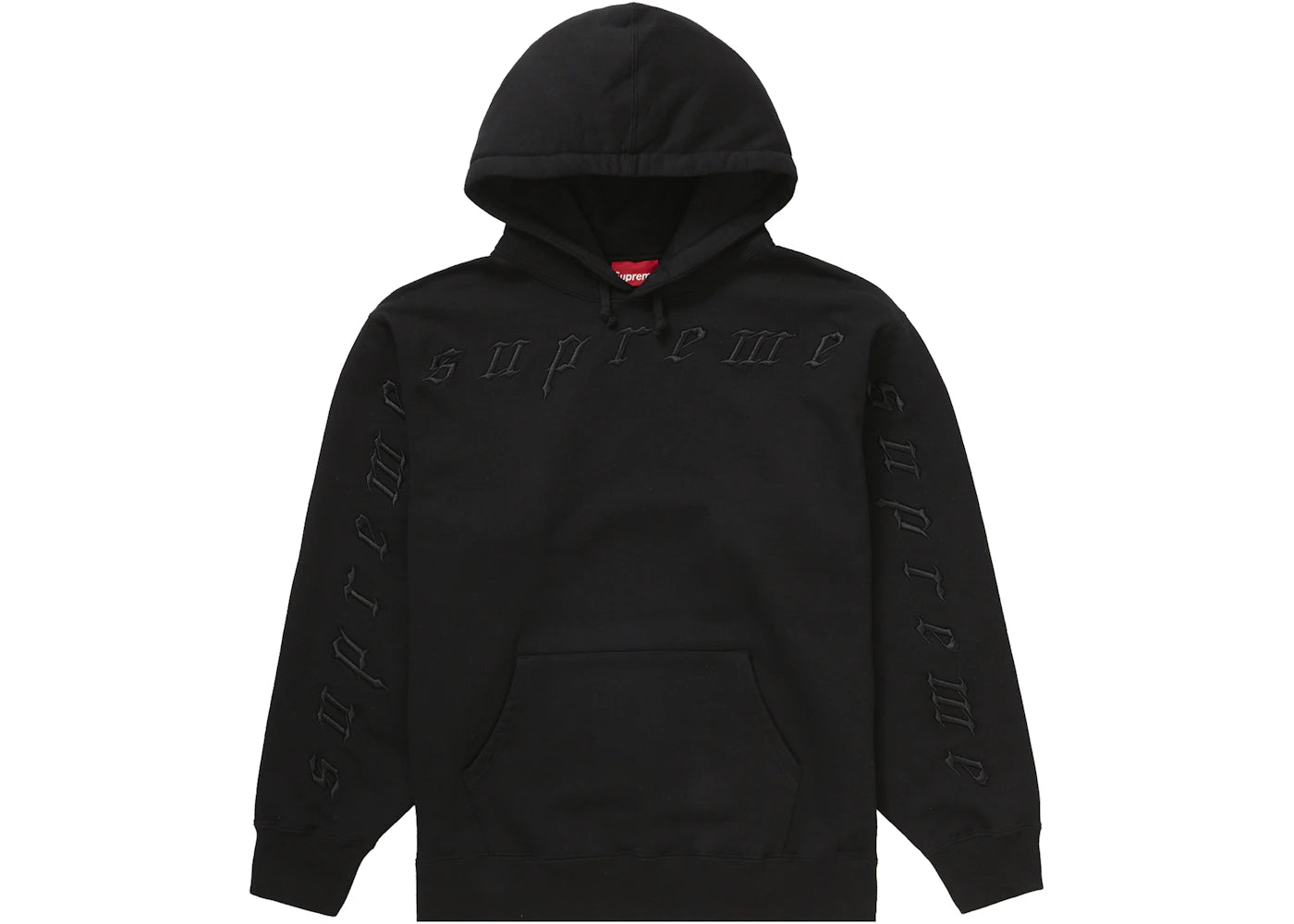 Supreme Raised Embroidery Hooded Sweatshirt Black