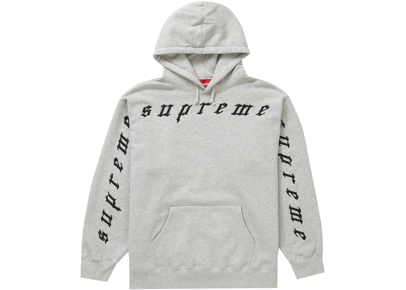 Supreme Raised Embroidery Hooded Sweatshirt Heather Grey