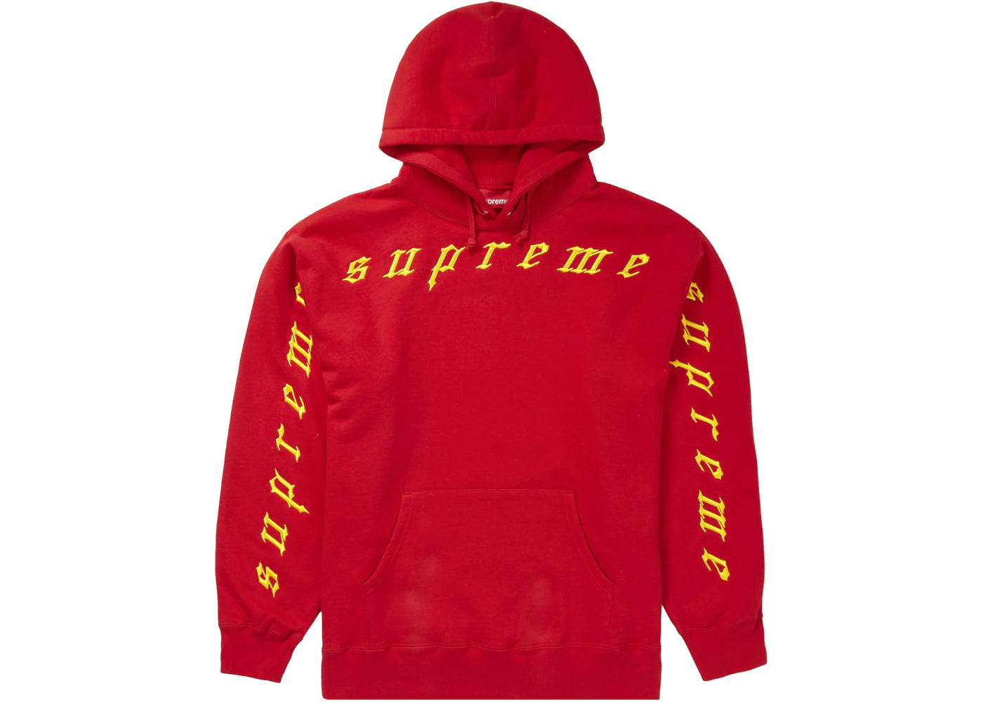 Supreme Raised Embroidery Hooded Sweatshirt Red