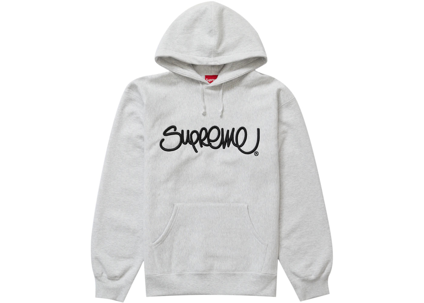 Supreme Raised Handstyle Hooded Sweatshirt Ash Grey
