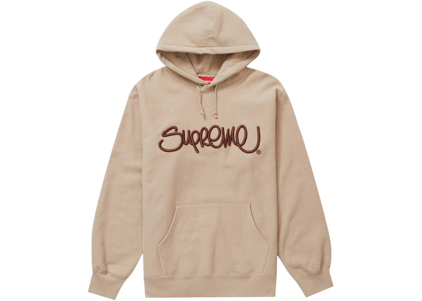 Supreme Raised Handstyle Hooded Sweatshirt Dark Taupe
