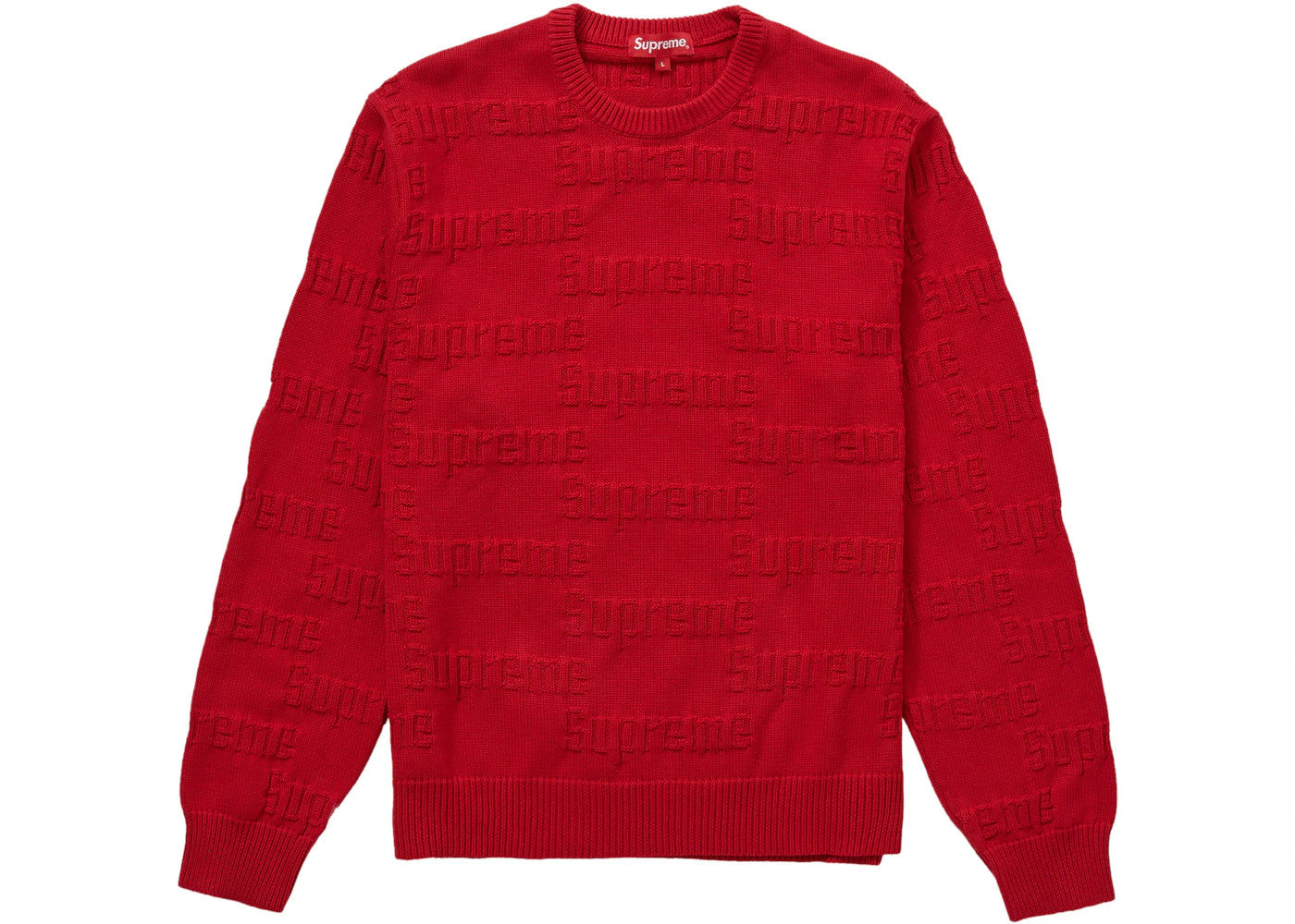 Supreme Raised Logo Sweater Red