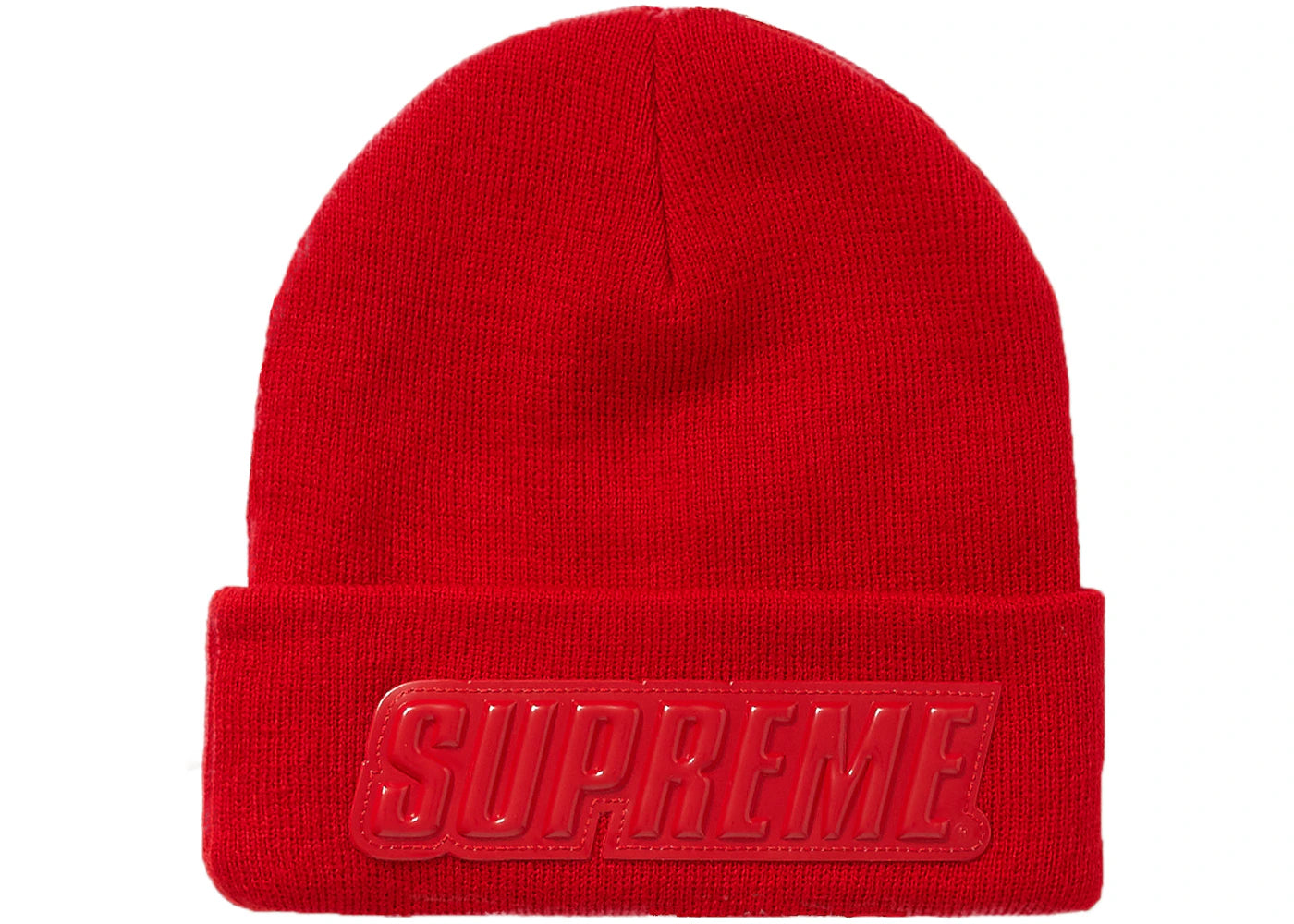 Supreme Raised Patent Logo Beanie Red