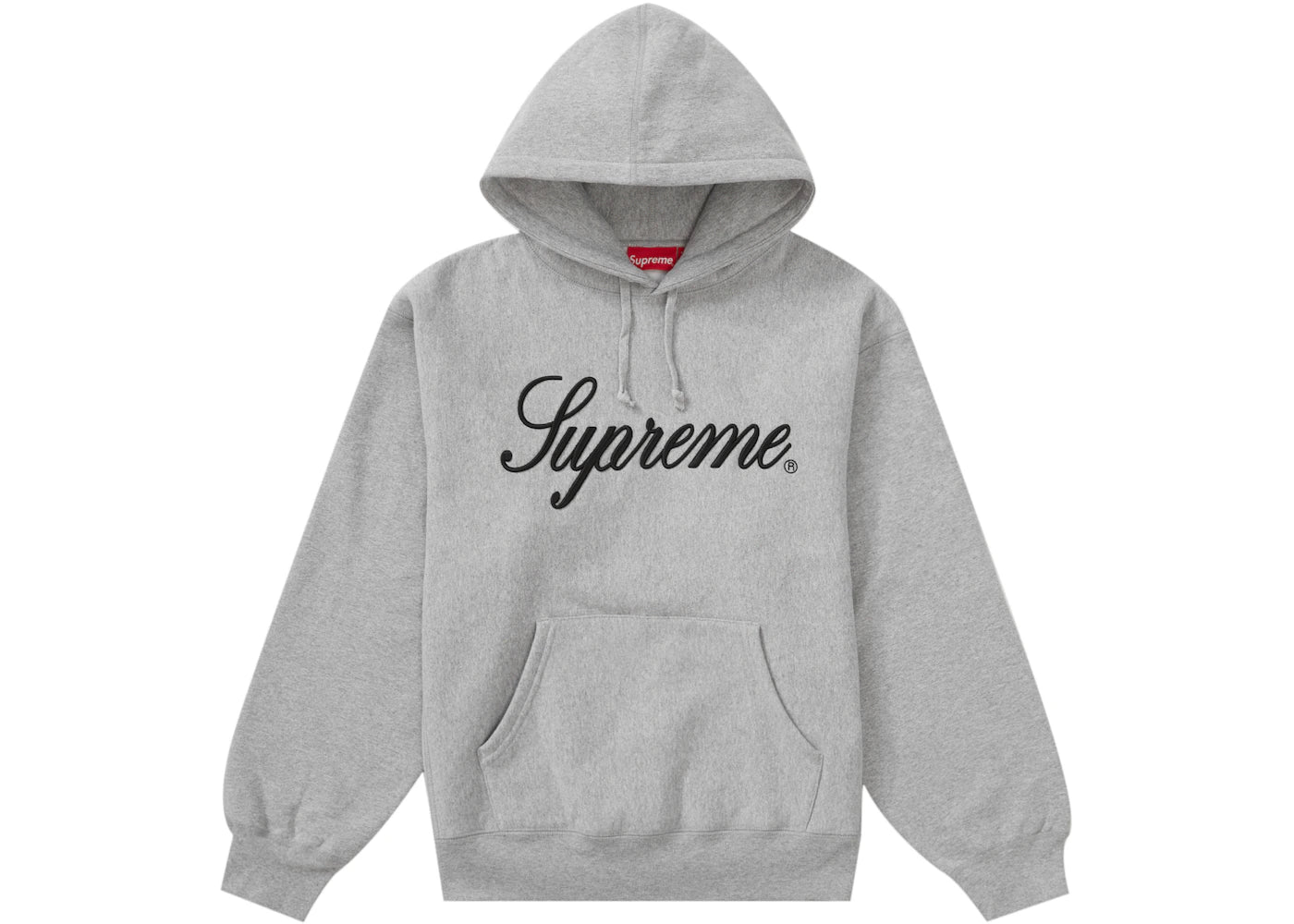Supreme Raised Script Hooded Sweatshirt Heather Grey