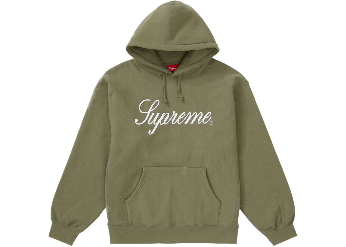 Supreme Raised Script Hooded Sweatshirt Light Olive