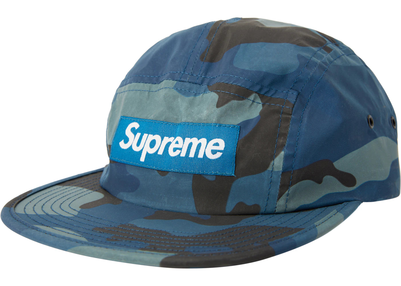 Supreme Reflective Camo Camp Cap Blue