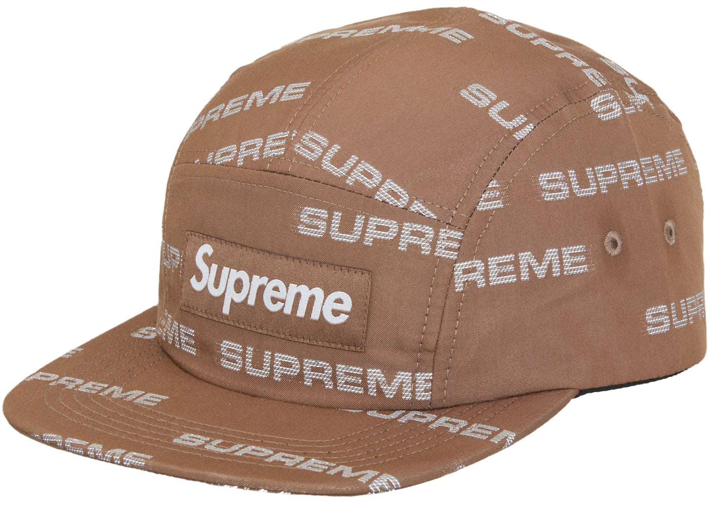 Supreme Reflective Jacquard Camp Cap Brown