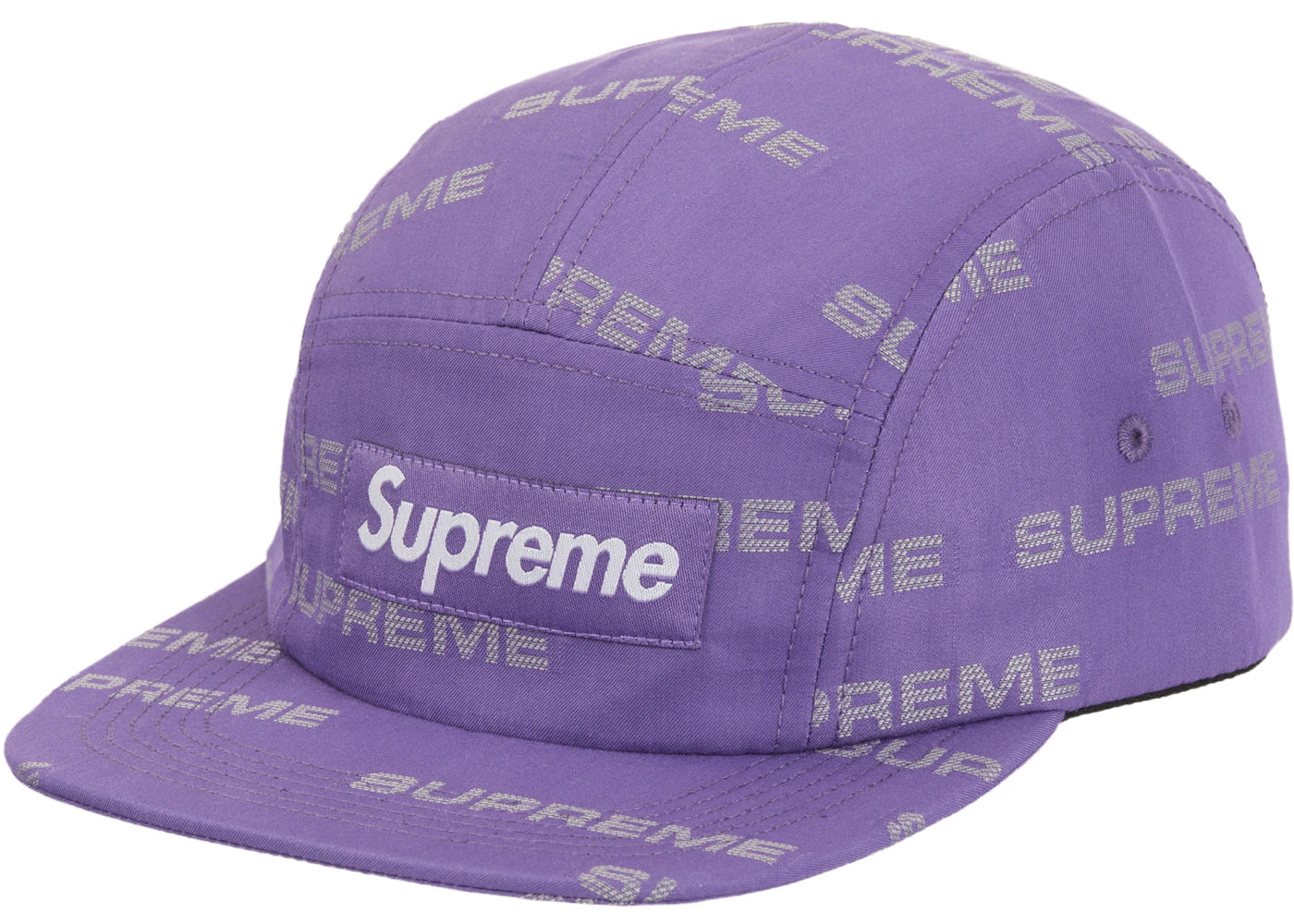 Supreme Reflective Jacquard Camp Cap Purple