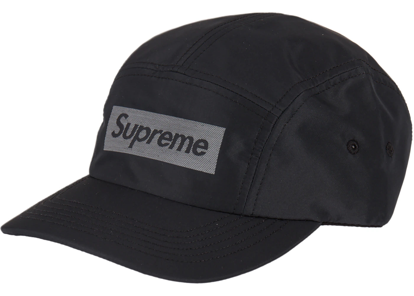 Supreme Reflective Jacquard Logo Camp Cap (FW22) Black