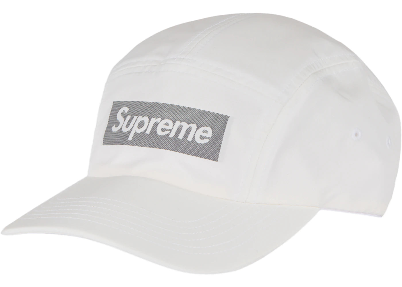 Supreme Reflective Jacquard Logo Camp Cap (FW22) White