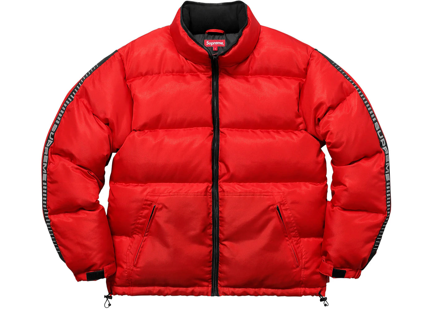 Supreme Reflective Sleeve Logo Puffy Jacket Red