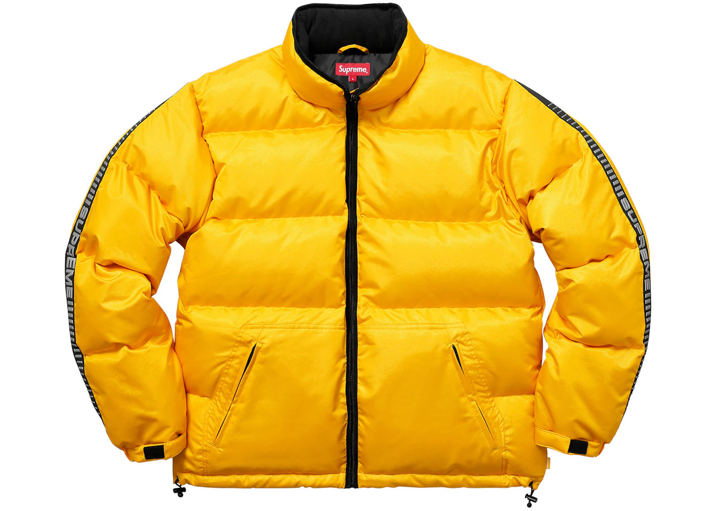 Supreme Reflective Sleeve Logo Puffy Jacket Yellow