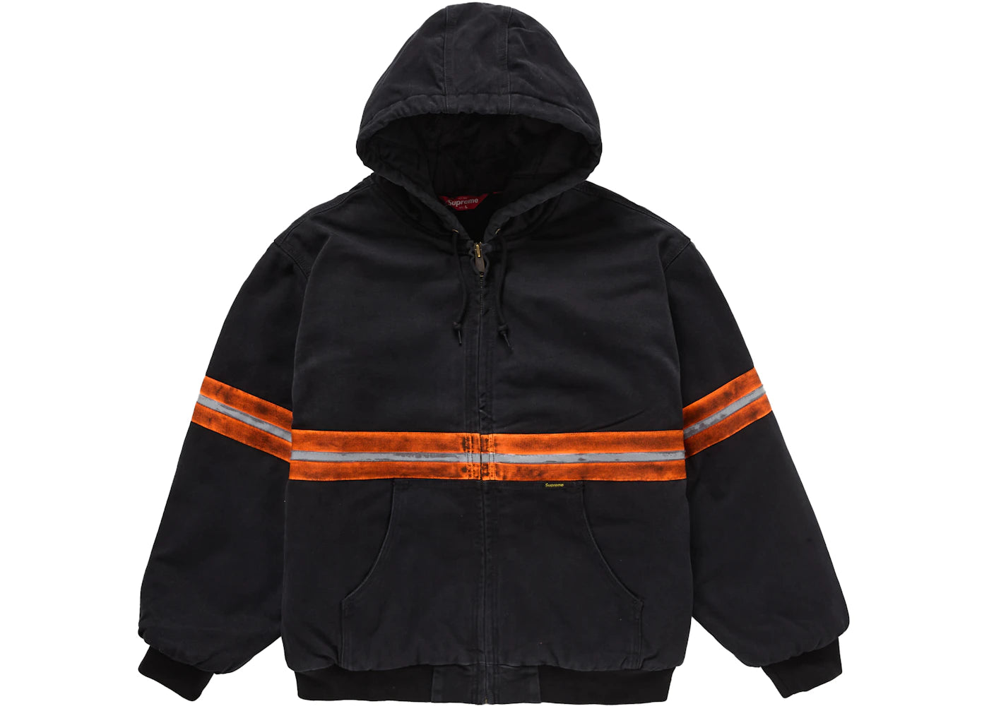 Supreme Reflective Stripe Hooded Work Jacket Black