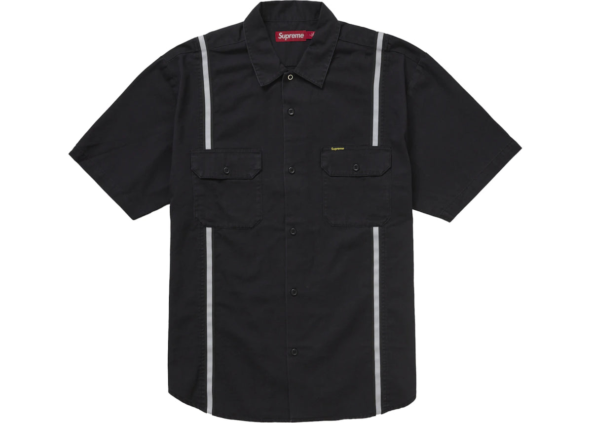 Supreme Reflective Stripe S/S Work Shirt Black