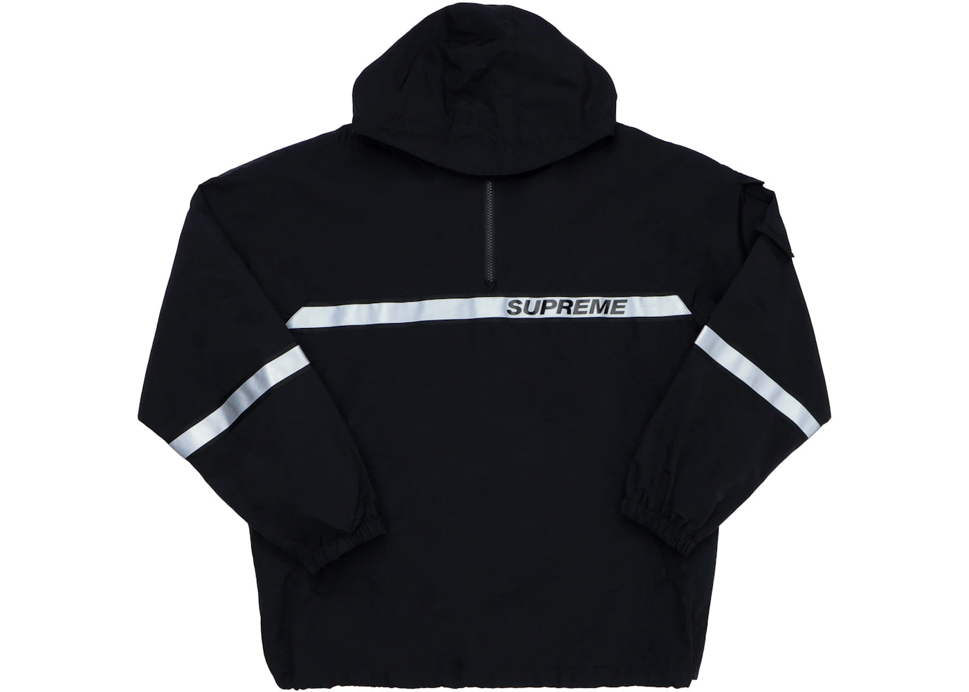 Supreme Reflective Taping Hooded Pullover Black