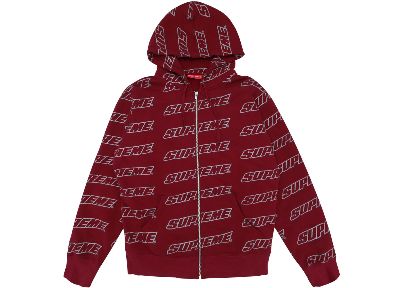 Supreme Repeat Zip Up Hooded Sweatshirt Cardinal
