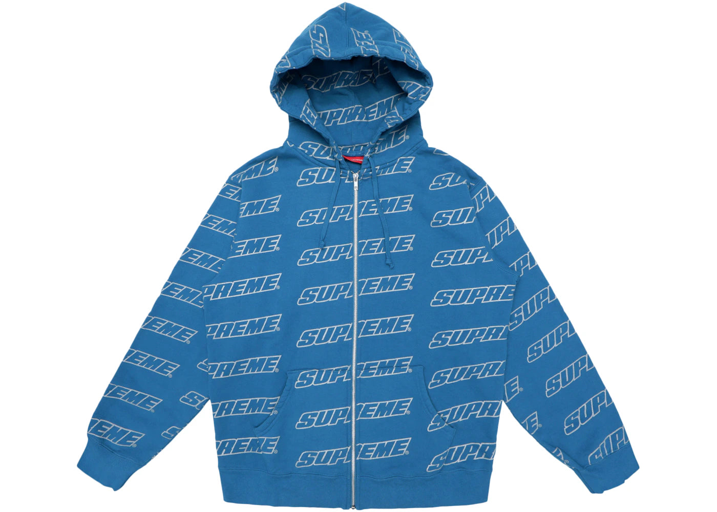 Supreme Repeat Zip Up Hooded Sweatshirt Dark Aqua