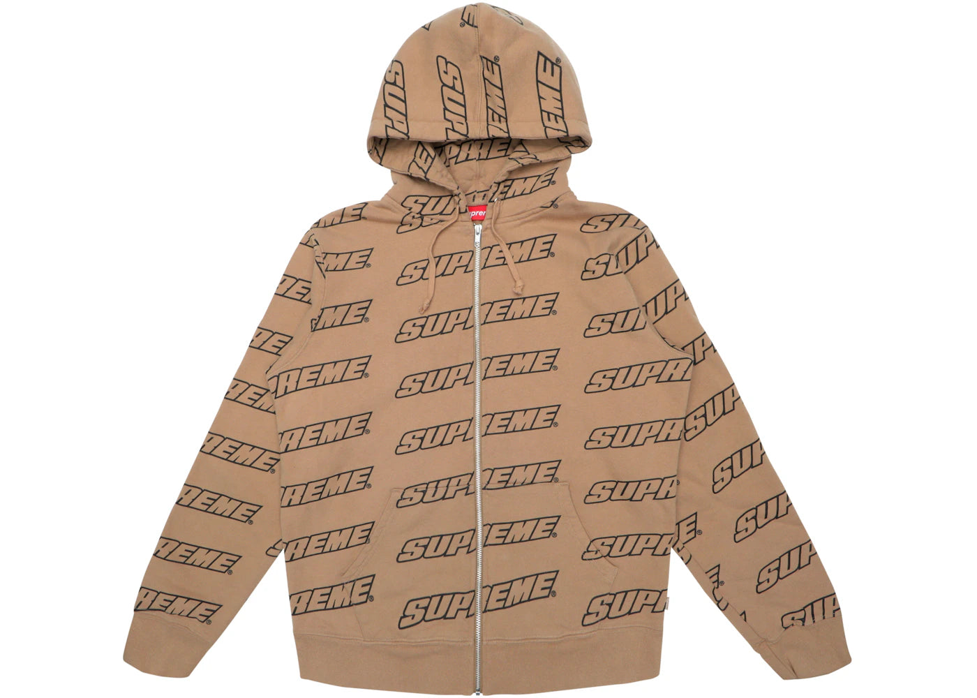 Supreme Repeat Zip Up Hooded Sweatshirt Light Brown