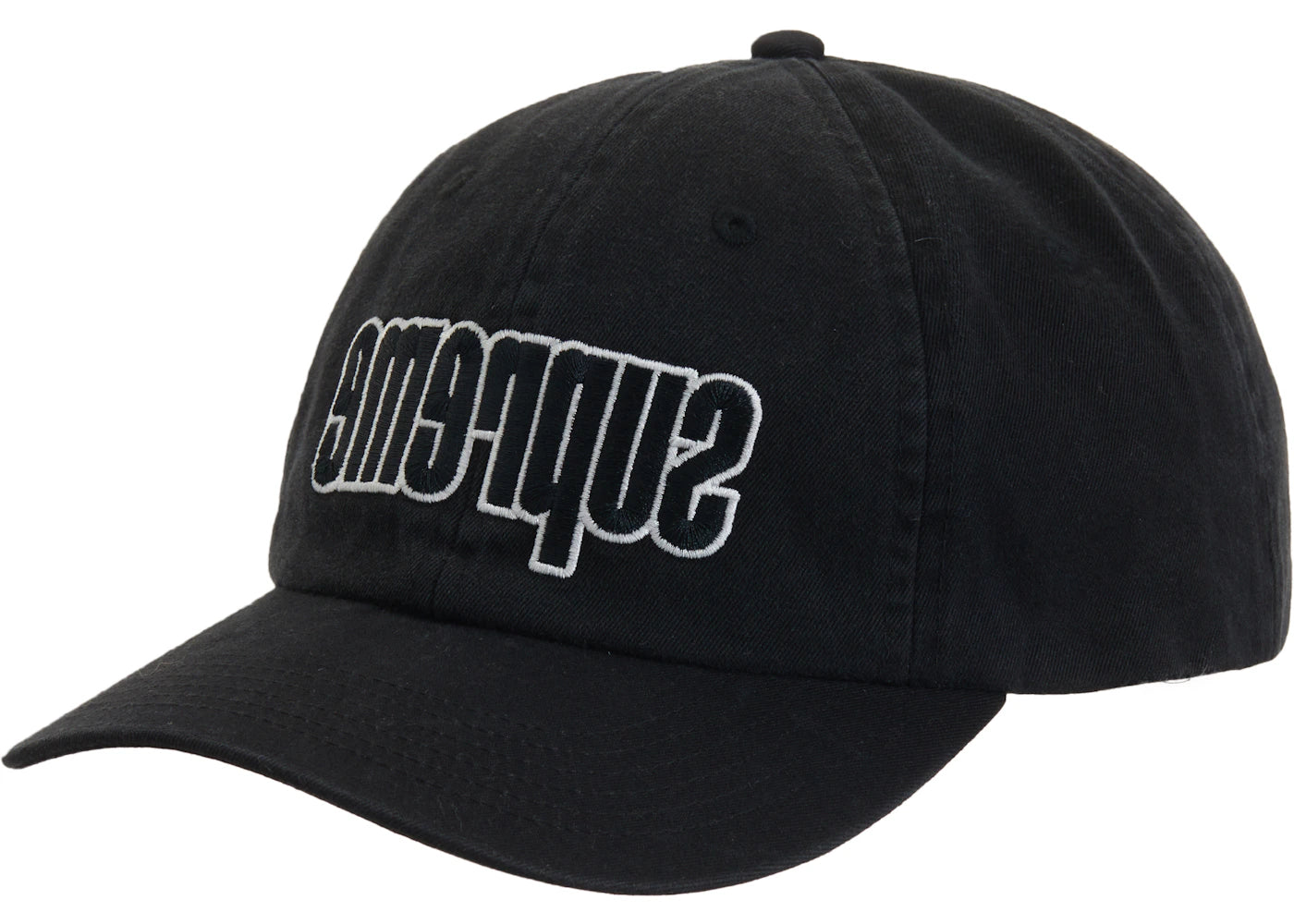 Supreme Reverse Logo 6-Panel Black