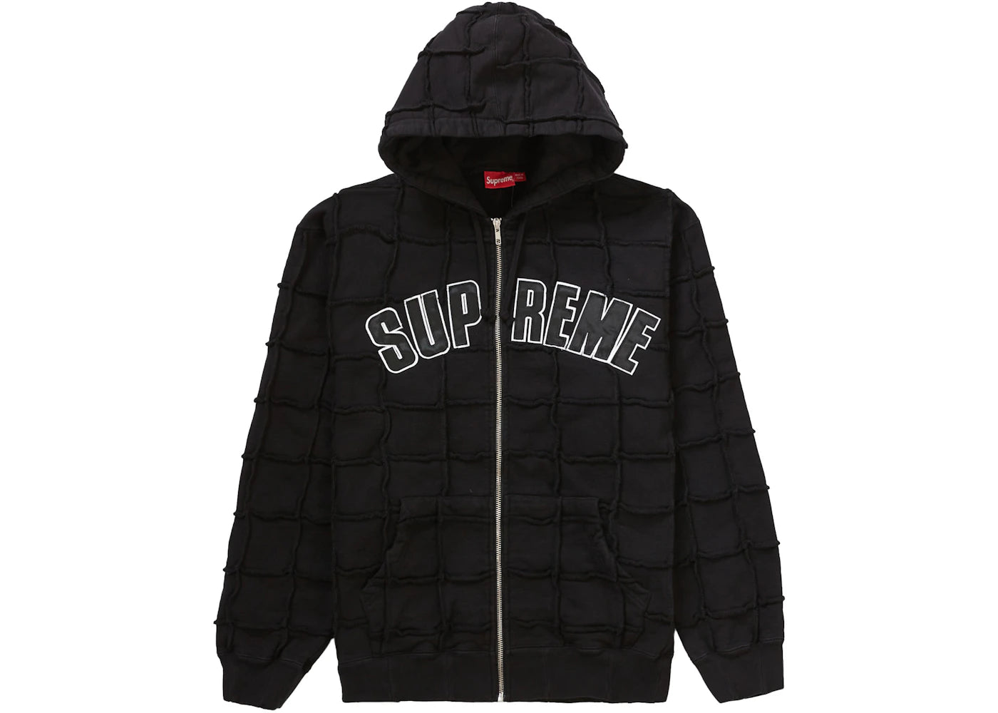 Supreme Reverse Patchwork Zip Up Hooded Sweatshirt Black