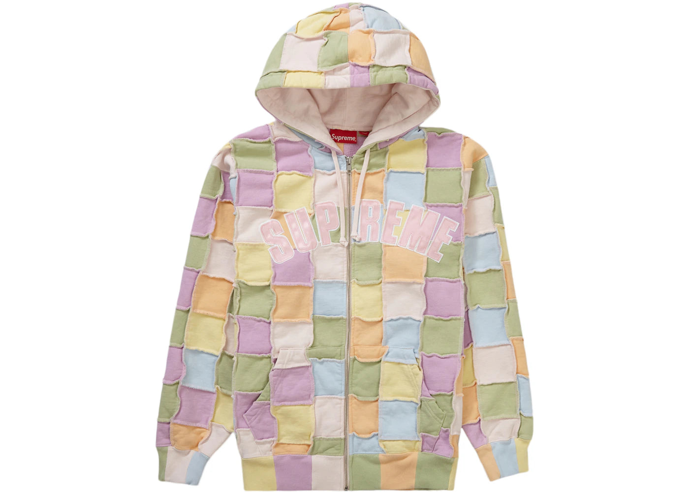Supreme Reverse Patchwork Zip Up Hooded Sweatshirt Multicolor
