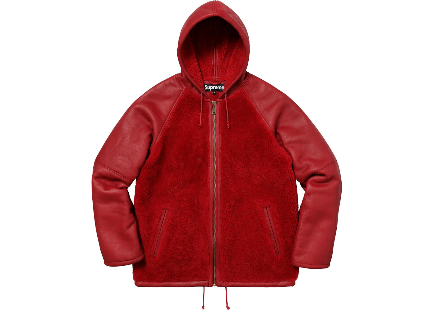 Supreme Reversed Shearling Hooded Jacket Red