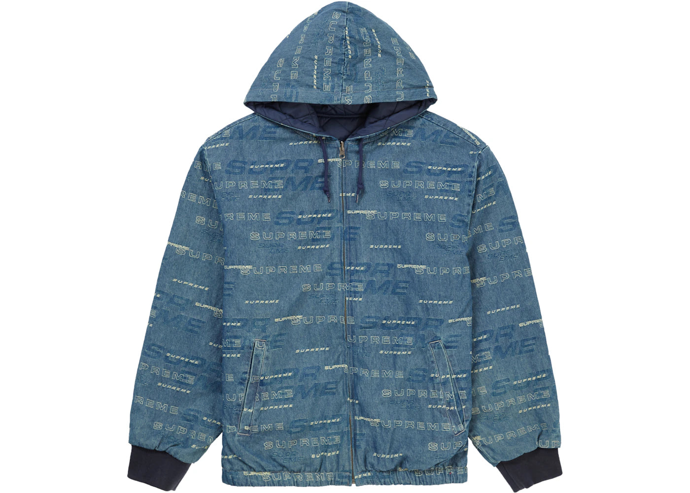 Supreme Reversible Dimensions Logo Denim Work Jacket Blue