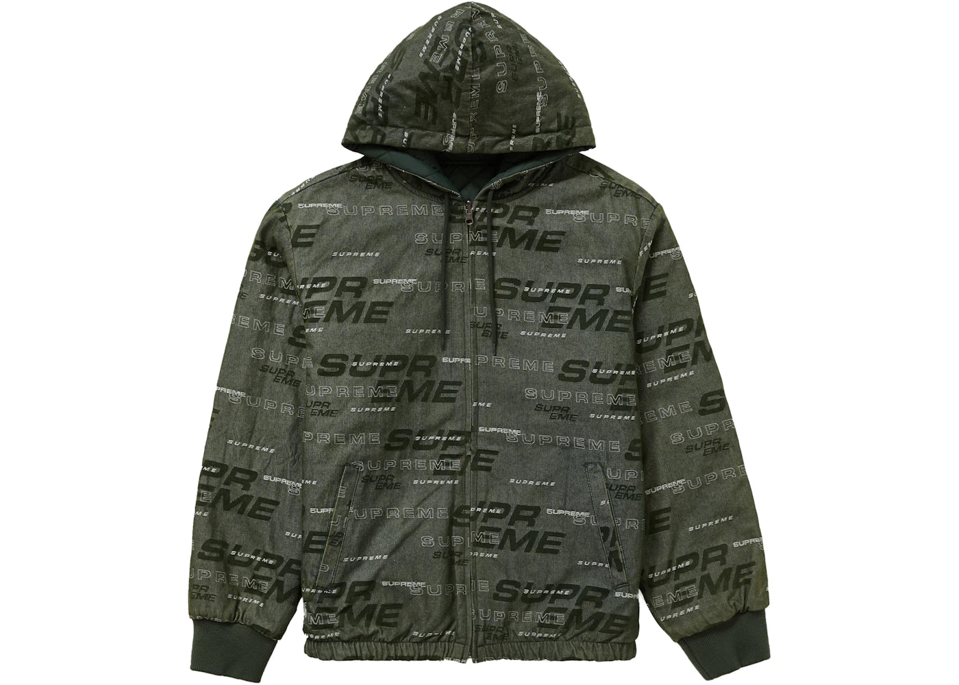 Supreme Reversible Dimensions Logo Denim Work Jacket Green