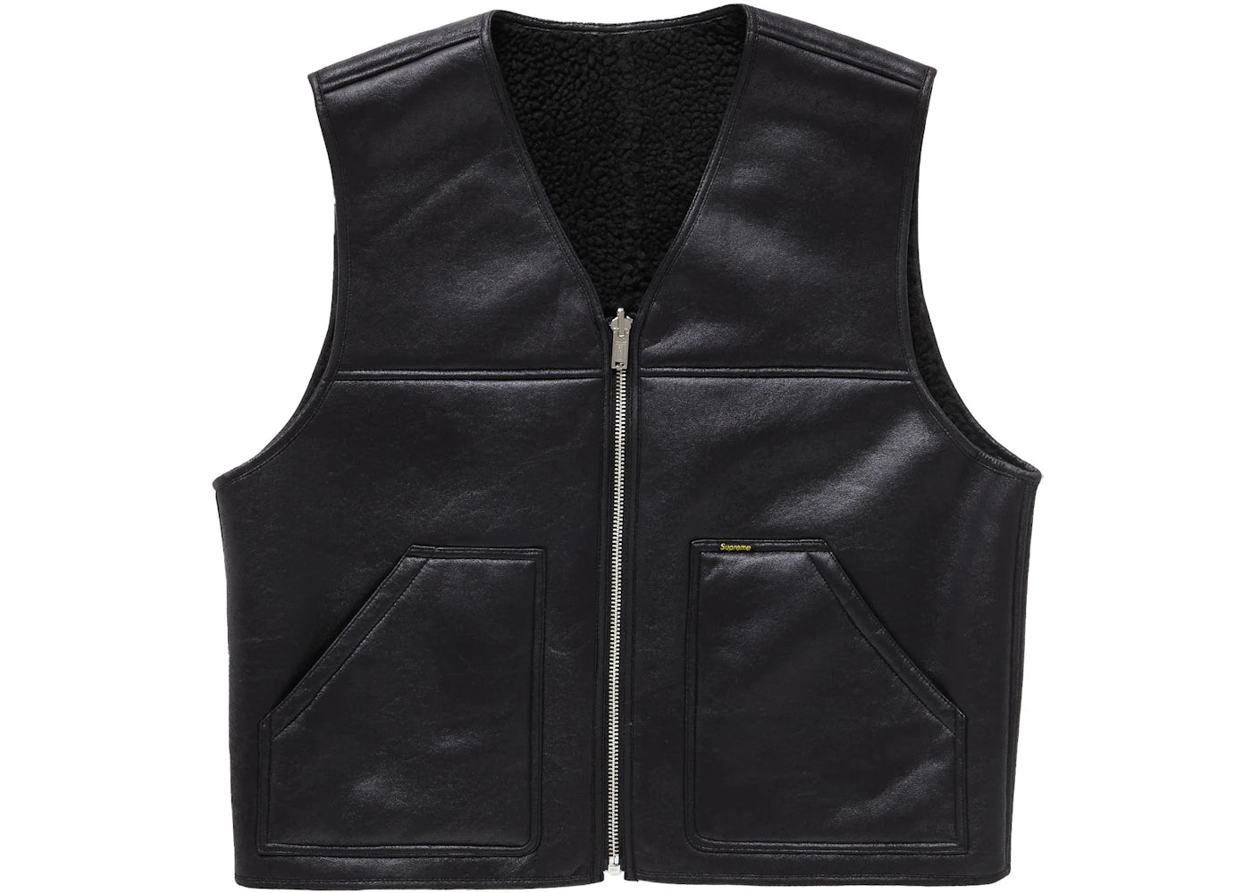Supreme Reversible Faux Shearling Work Vest Black