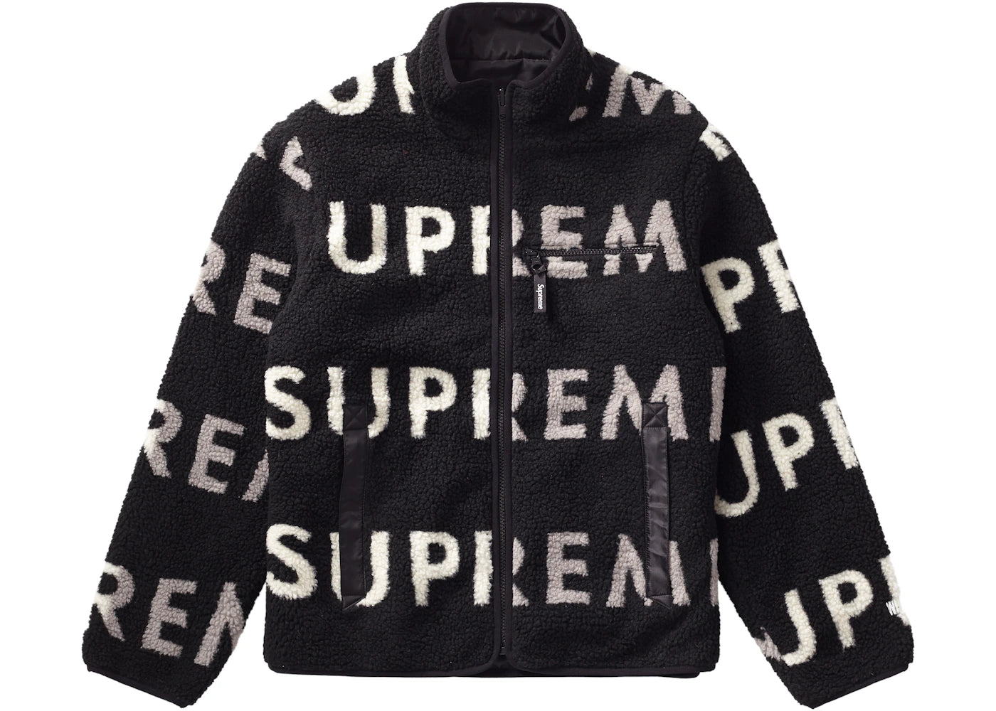 Supreme Reversible Logo Fleece Jacket Black