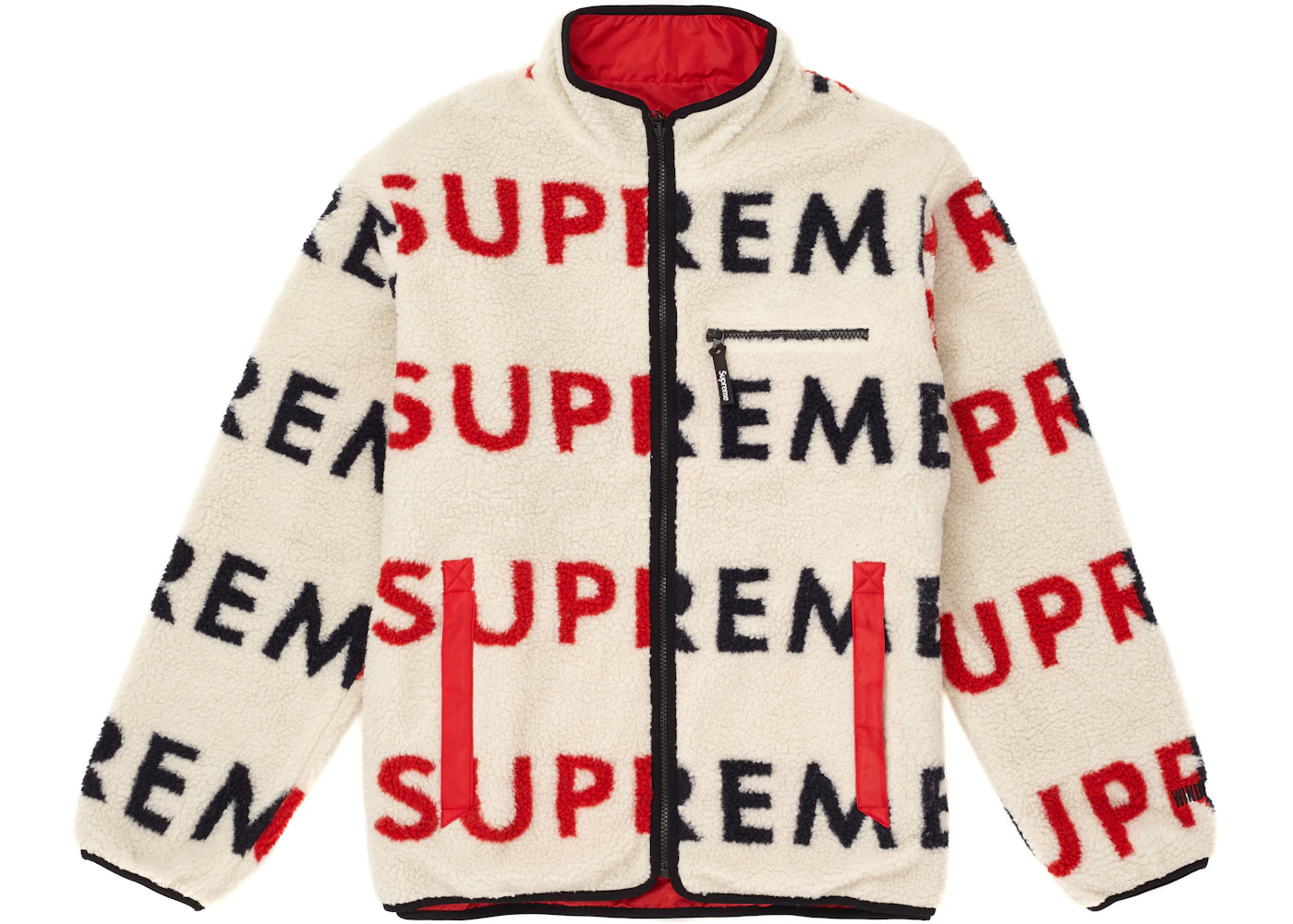 Supreme Reversible Logo Fleece Jacket Natural