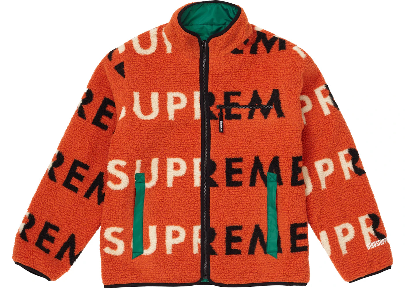 Supreme Reversible Logo Fleece Jacket Orange