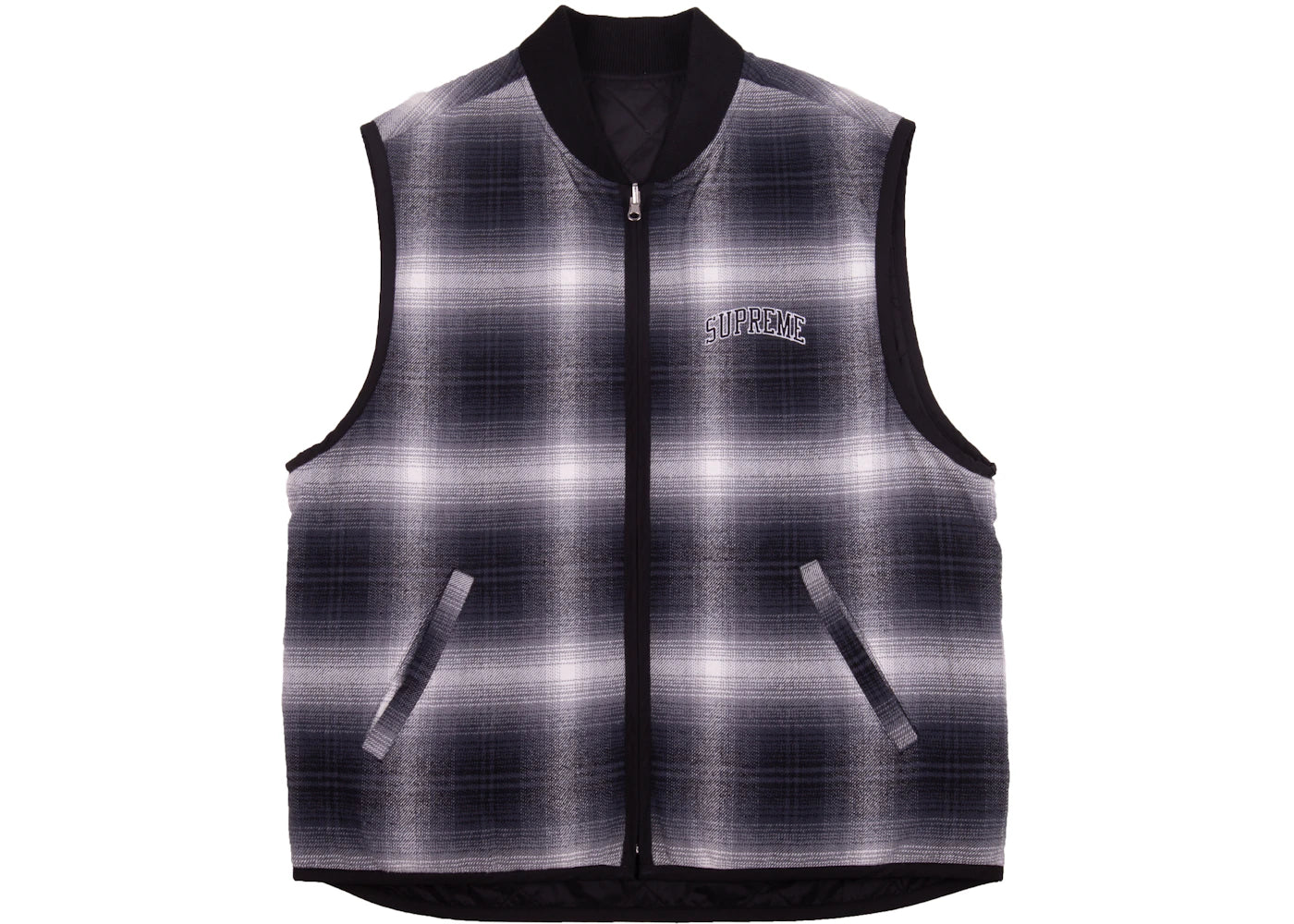 Supreme Reversible Shadow Plaid Vest Black