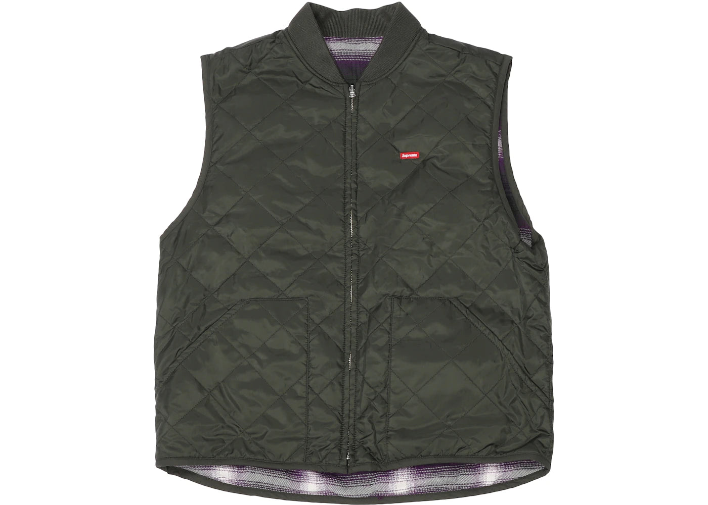 Supreme Reversible Shadow Plaid Vest Dark Green