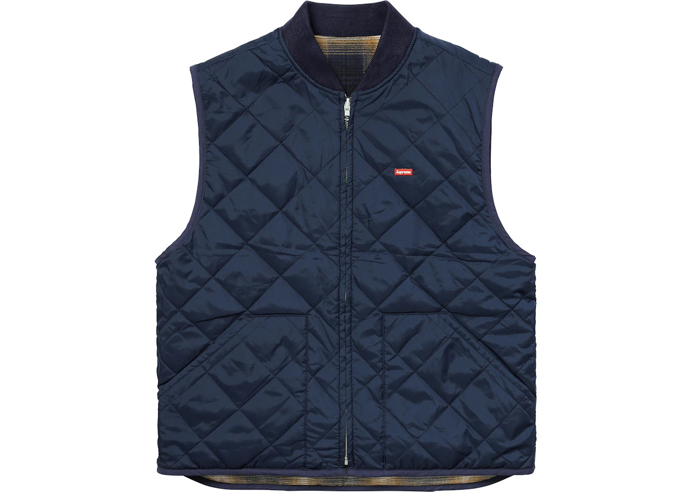 Supreme Reversible Shadow Plaid Vest Navy