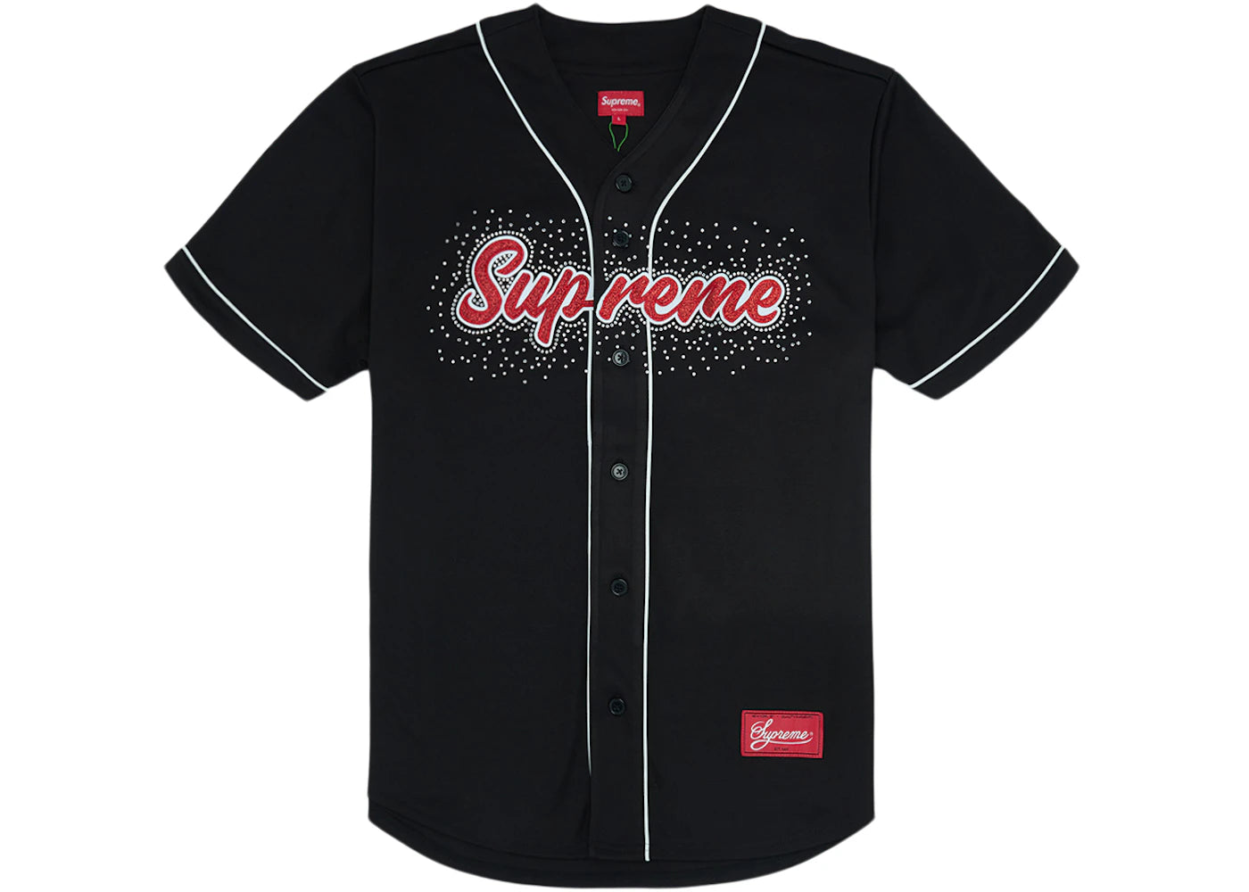 Supreme Rhinestone Baseball Jersey Black